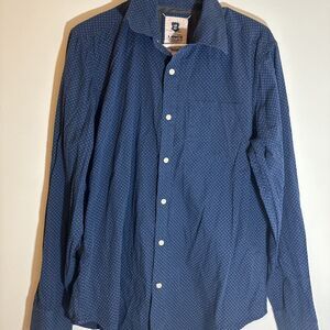 Levi's LS & CO. Navy Blue Dot Print Long Sleeve Button Down Shirt L Y2K Vintage